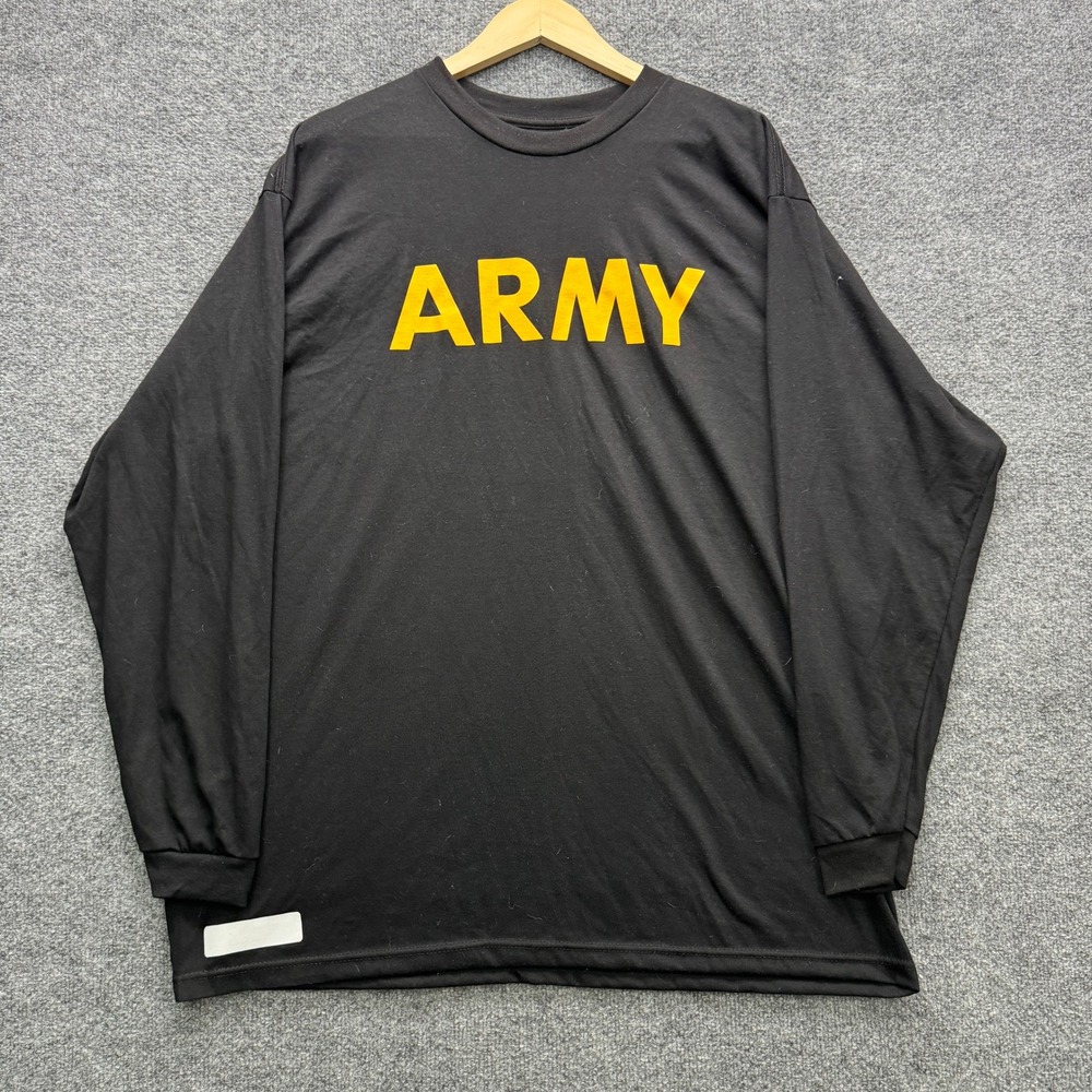 UNICOR Army APFU Long Sleeve T-Shirt Mens XL Black Moisture Wicking Athletic